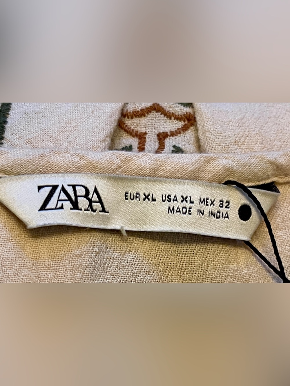 ZARA "The Romy" Embroidered Cotton Linen Blend Dress Floral Boho Size XL NWT - Picture 6 of 14